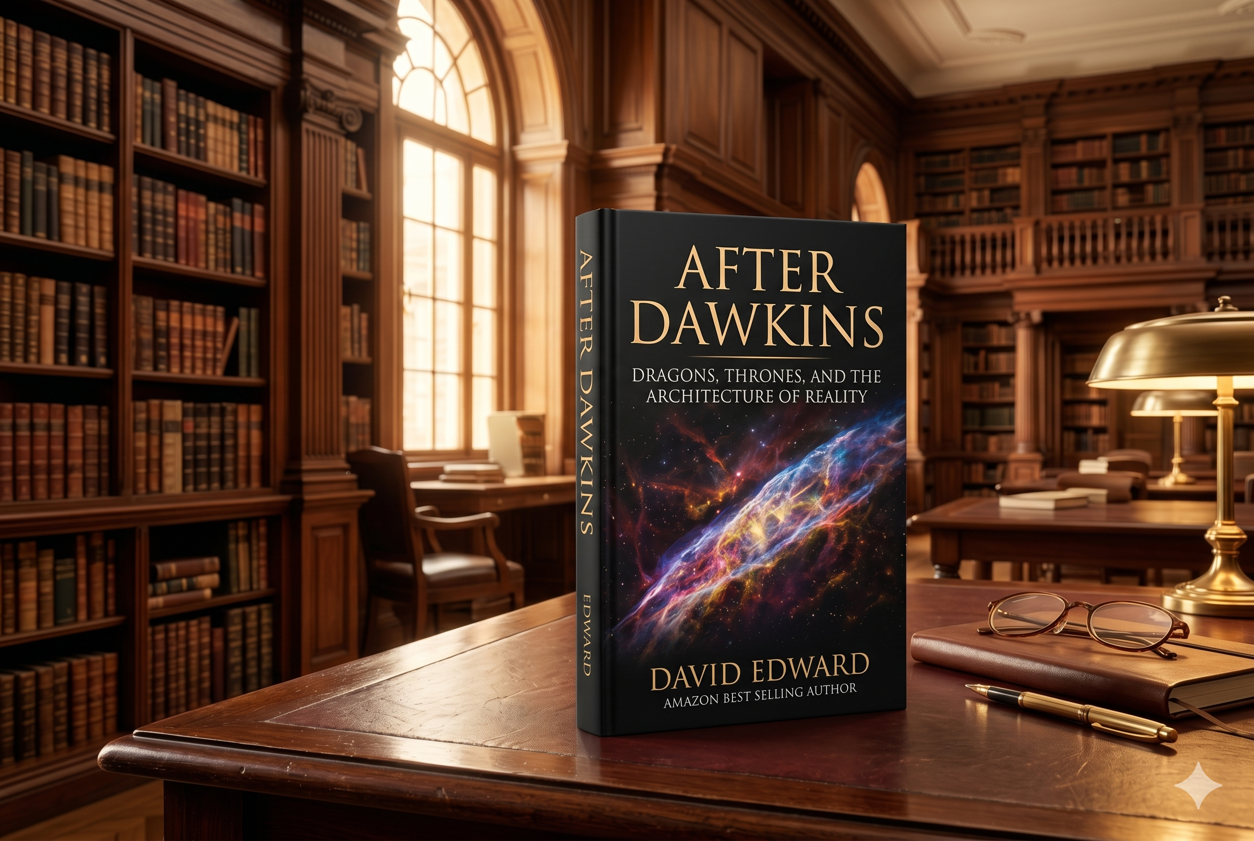 After Dawkins displayed in a grand library